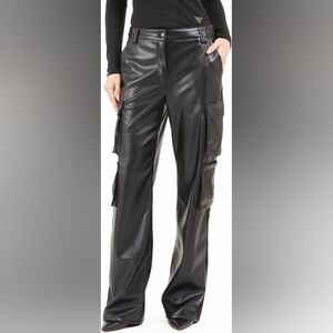 NWOT Guess Black Faux Leather Cargo Pants